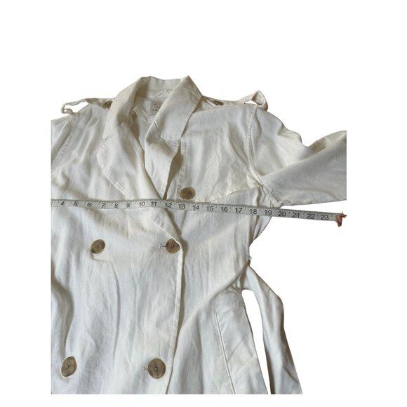 A New Day Women's Linen Long Sleeve Belted Trench Coat White Size M Fall Fashion - Picture 7 of 9